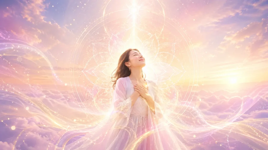 愛と豊かさを受け取る幸福な女性