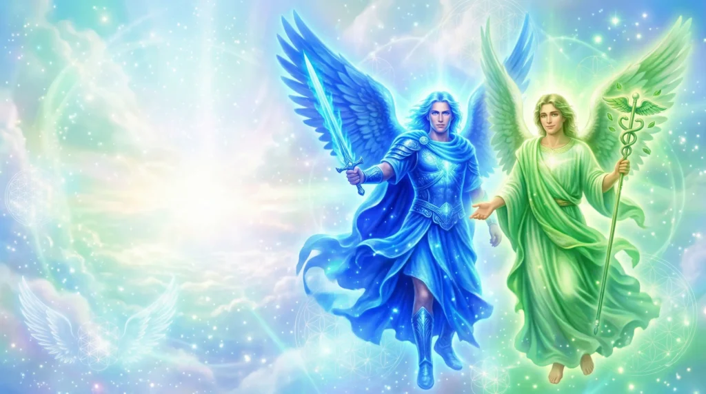 大天使ミカエルと大天使ラファエル